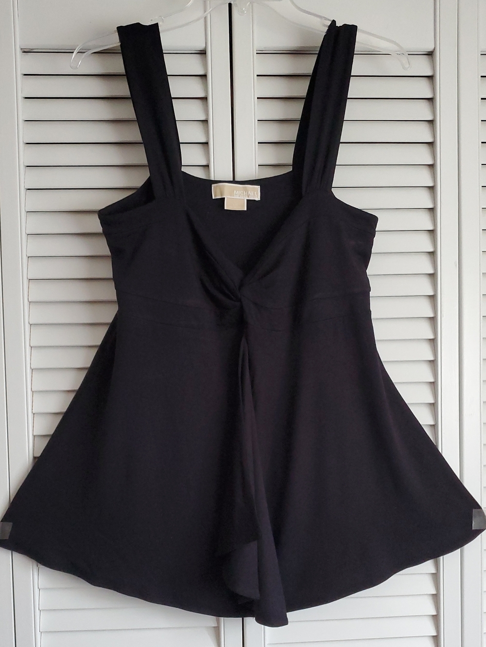 Michael Kors Black Sleeveless Twist-Front Peplum Top. New.